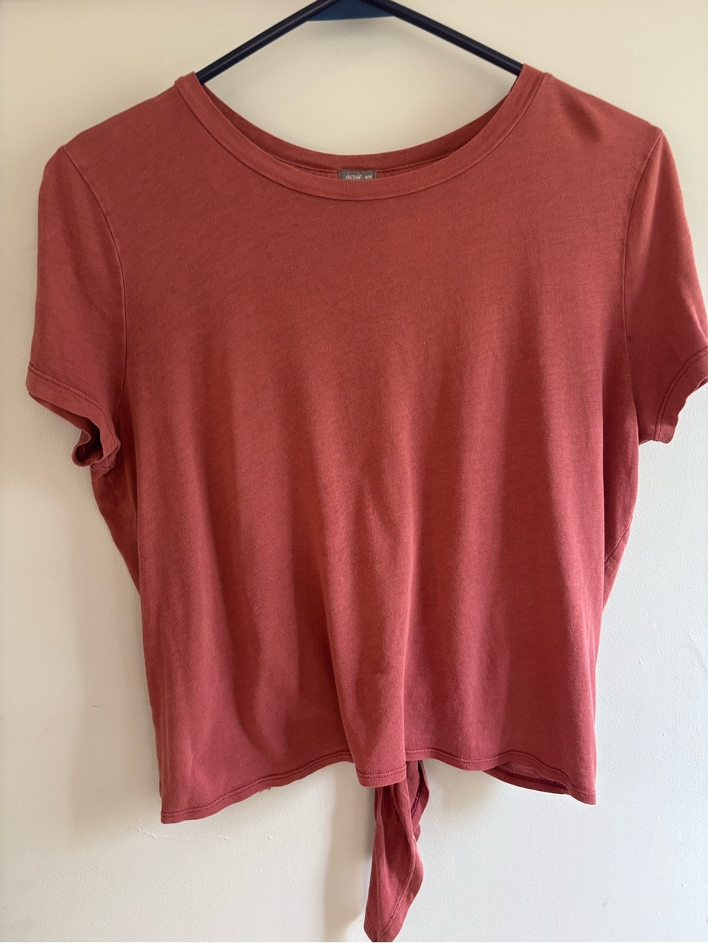 aerie Tie-back Short Sleeve Tee - dark fushia
